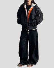 Oversized bomber jacket with contrast lining