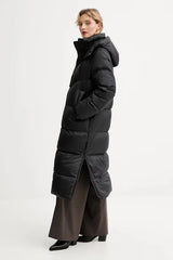 Black long puffer jacket with hood