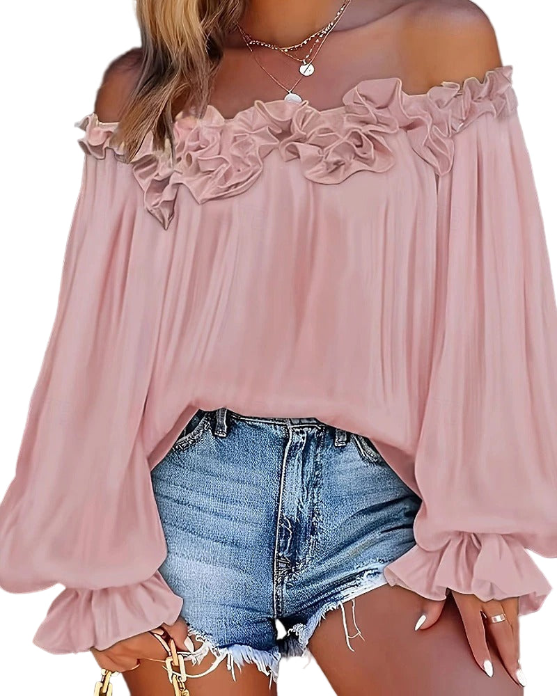 Off-shoulder blouse with ruffle