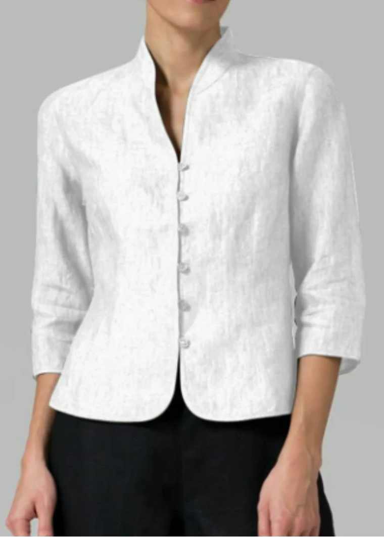 Tailored blazer with stand-up collar and 3/4 sleeves