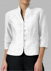 Tailored blazer with stand-up collar and 3/4 sleeves