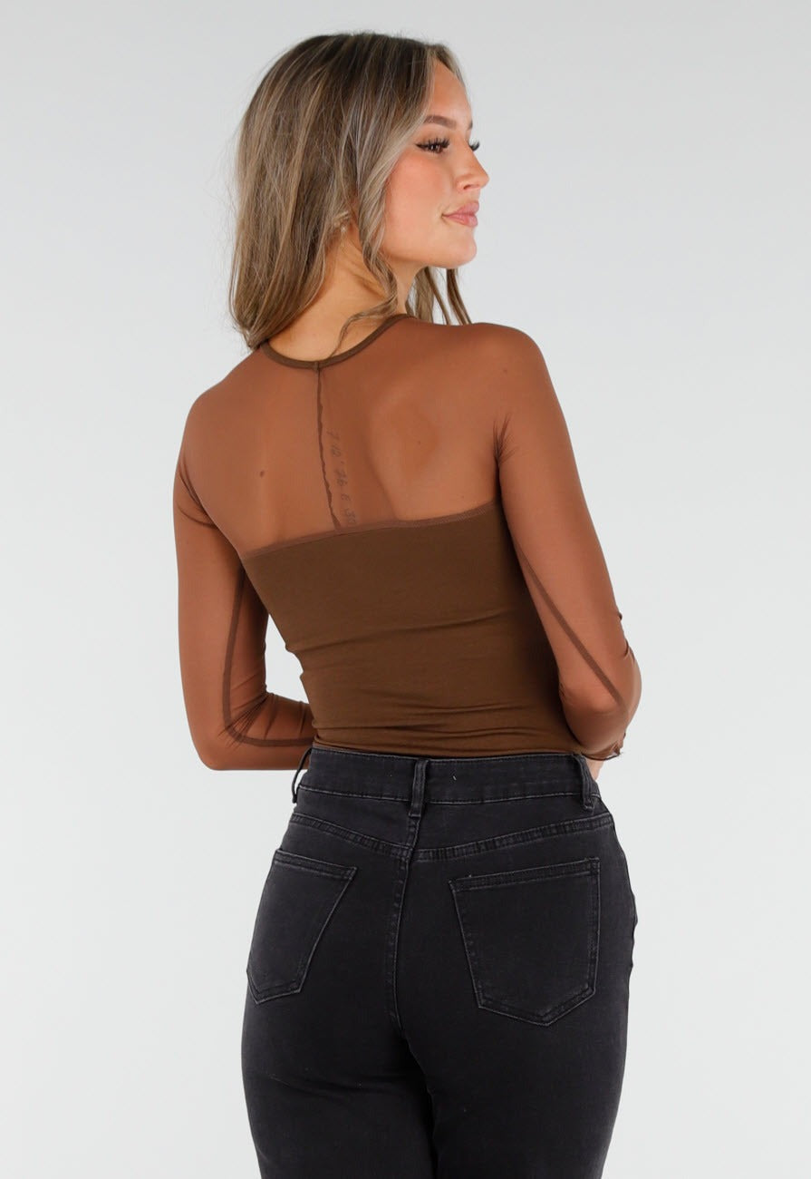 Long-sleeved top with transparent top