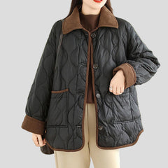 Quilted jacket with contrast collar and patch pockets