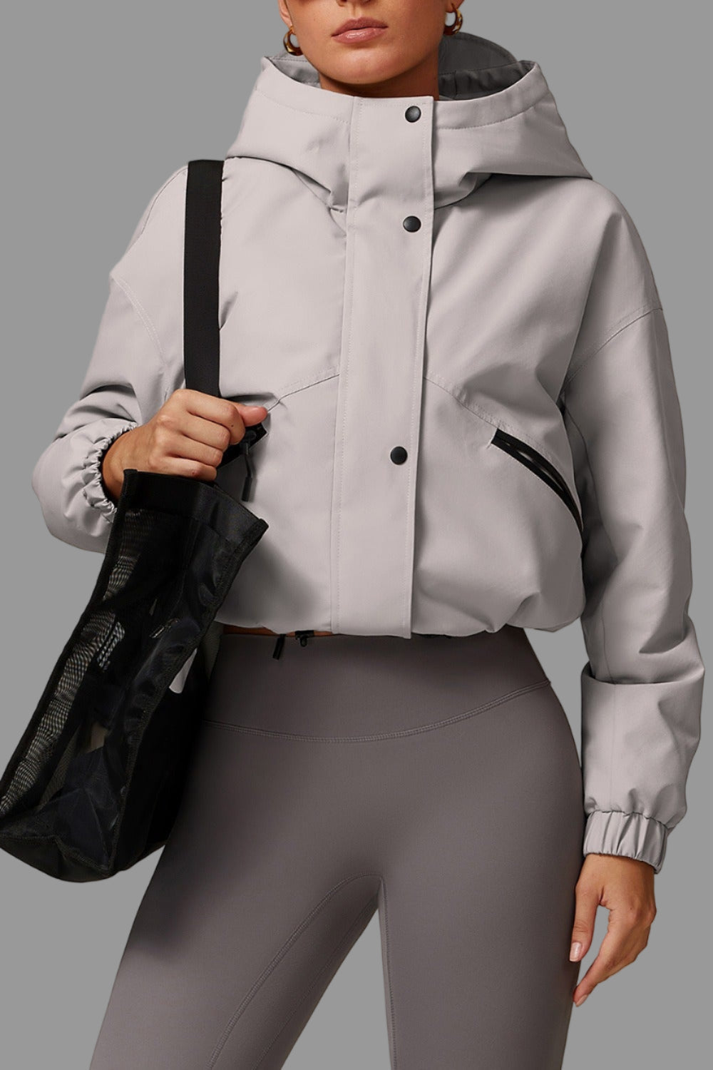 Cropped hooded windbreaker