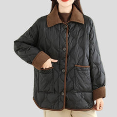 Quilted jacket with contrast collar and patch pockets