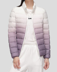 Lightweight ombre puffer jacket with high collar