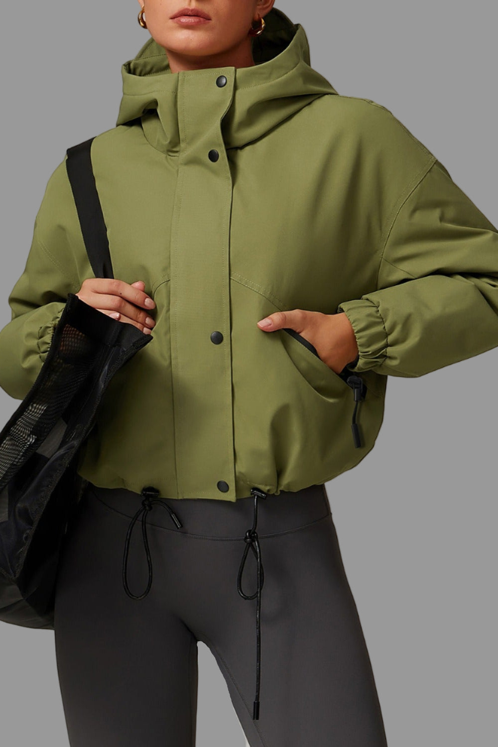 Cropped hooded windbreaker