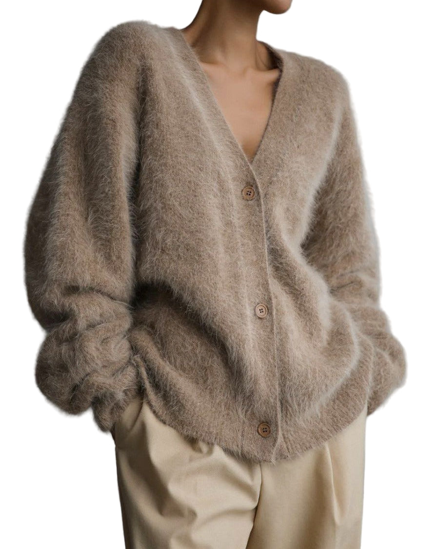 Oversized cardigan with buttons and long sleeves