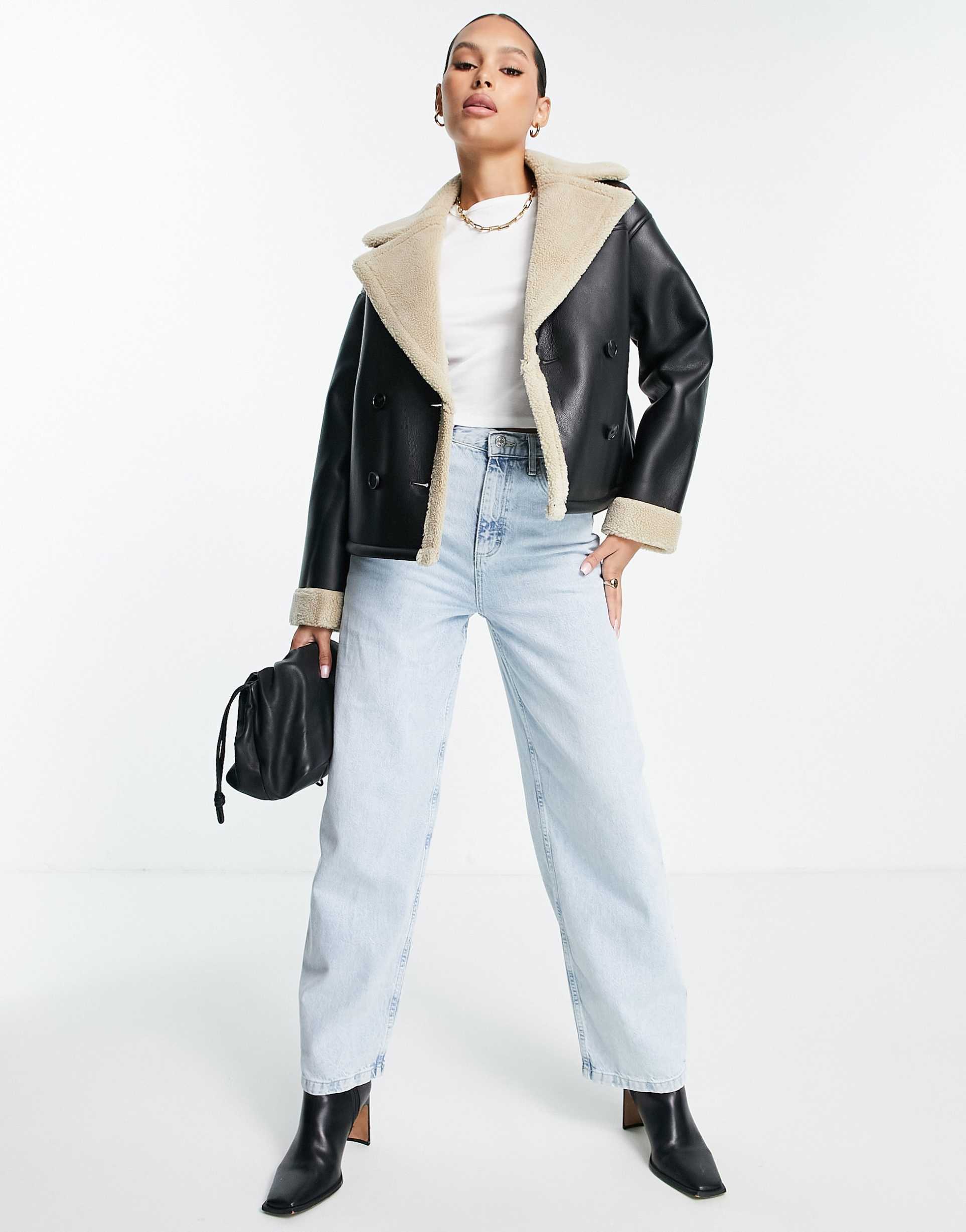 Black short jacket with contrast trim