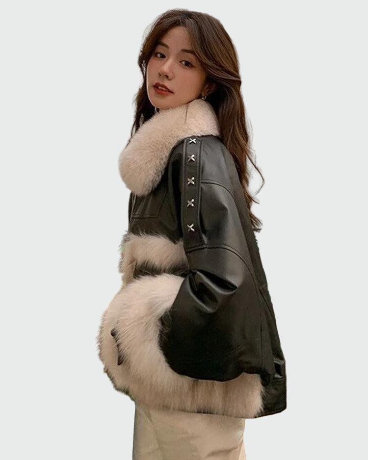 Jacket with plush trim