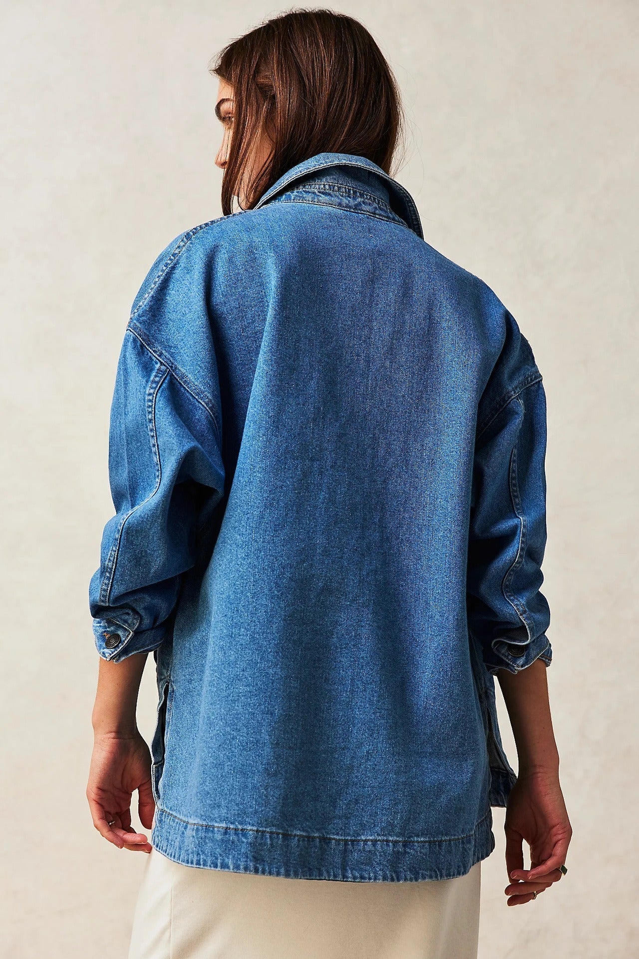 Oversized shirt jacket with chest pockets