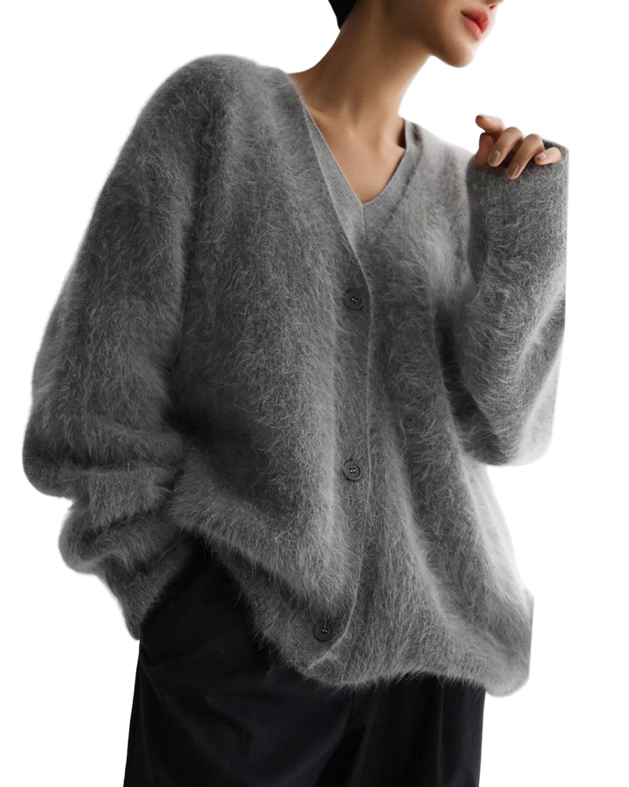 Oversized cardigan with buttons and long sleeves