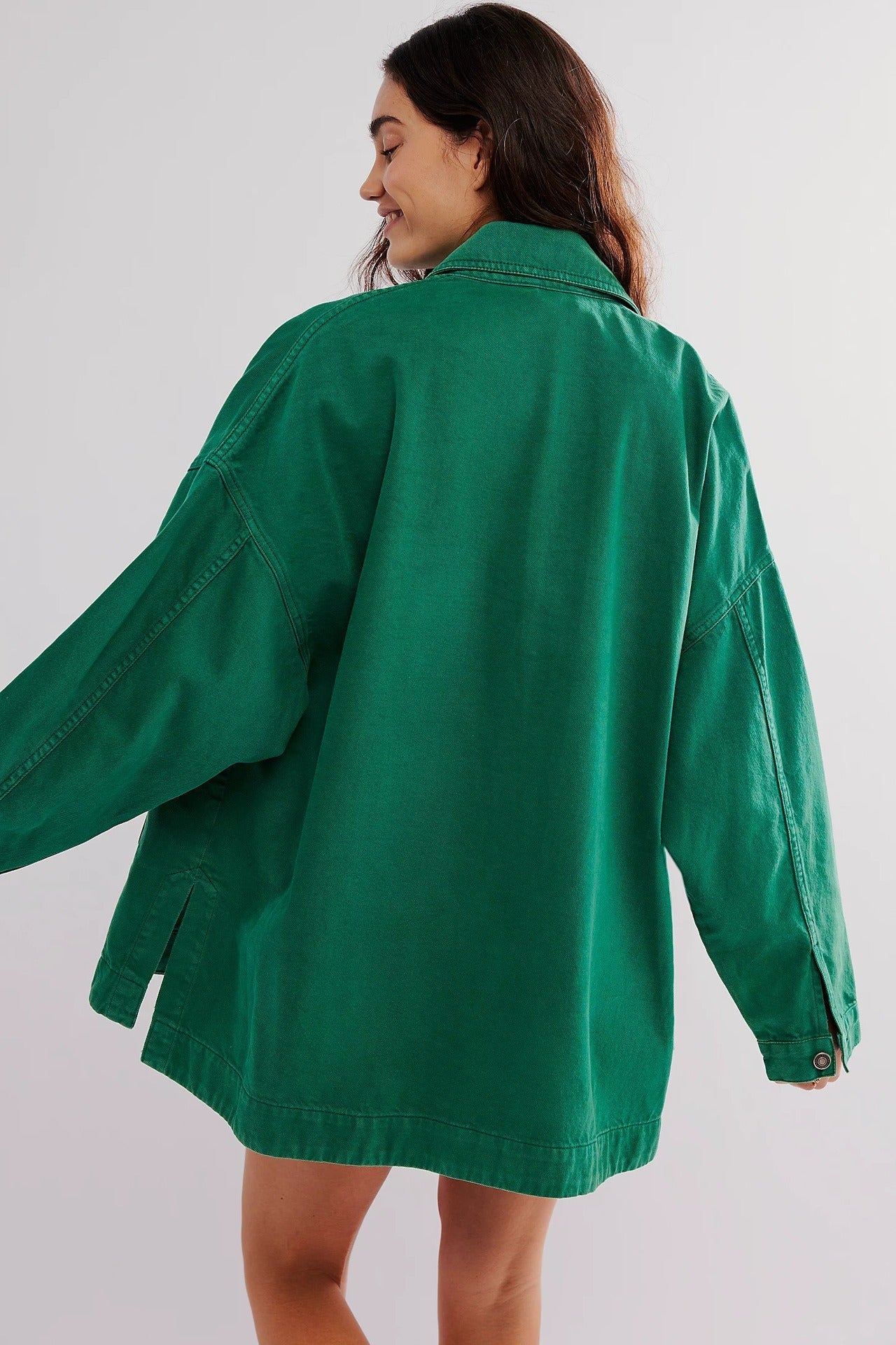 Oversized shirt jacket with chest pockets