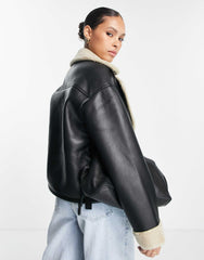 Black short jacket with contrast trim