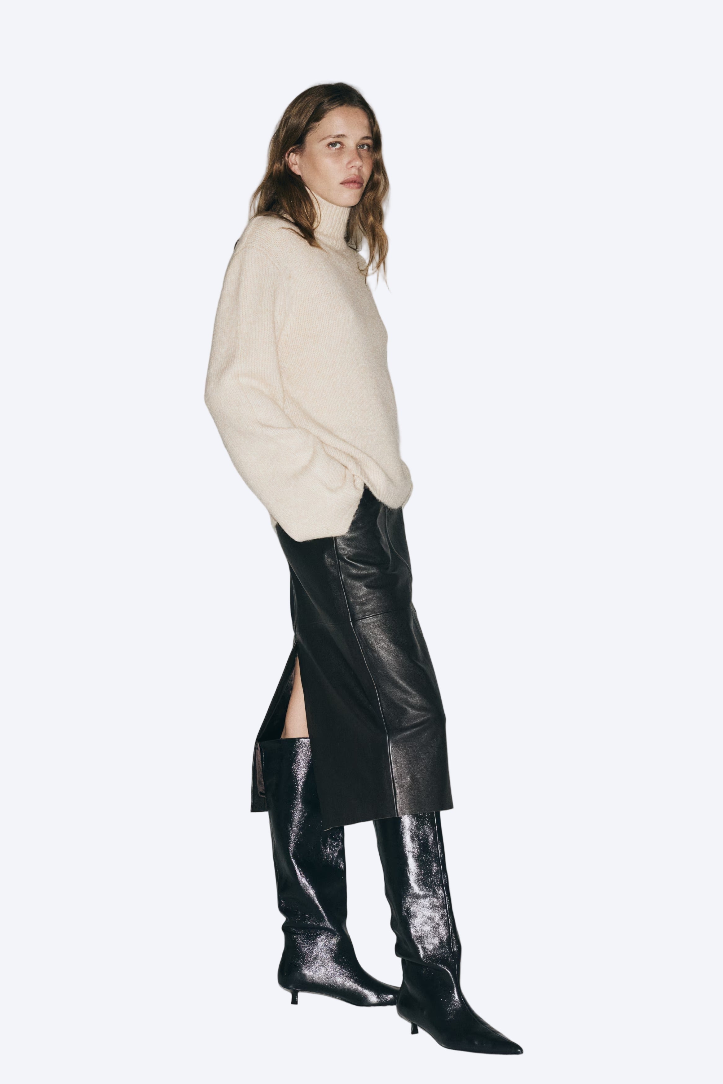 KNITTED SWEATER WITH HIGH COLLAR