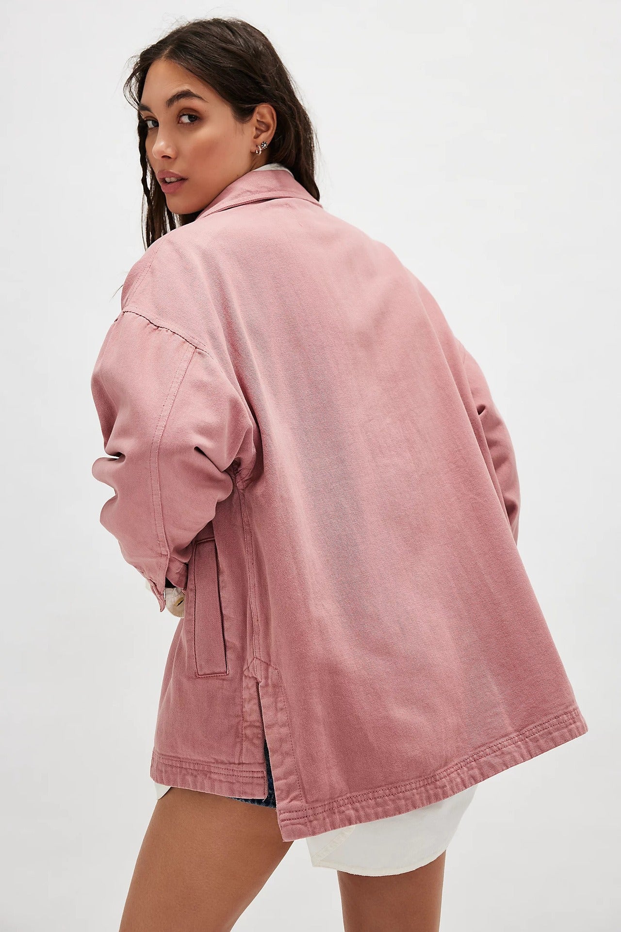 Oversized shirt jacket with chest pockets