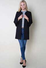 Black open coat with ruffle sleeves