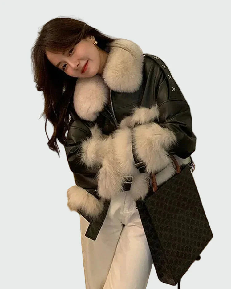 Jacket with plush trim