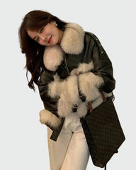 Jacket with plush trim