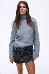 KNITTED SWEATER WITH HIGH COLLAR