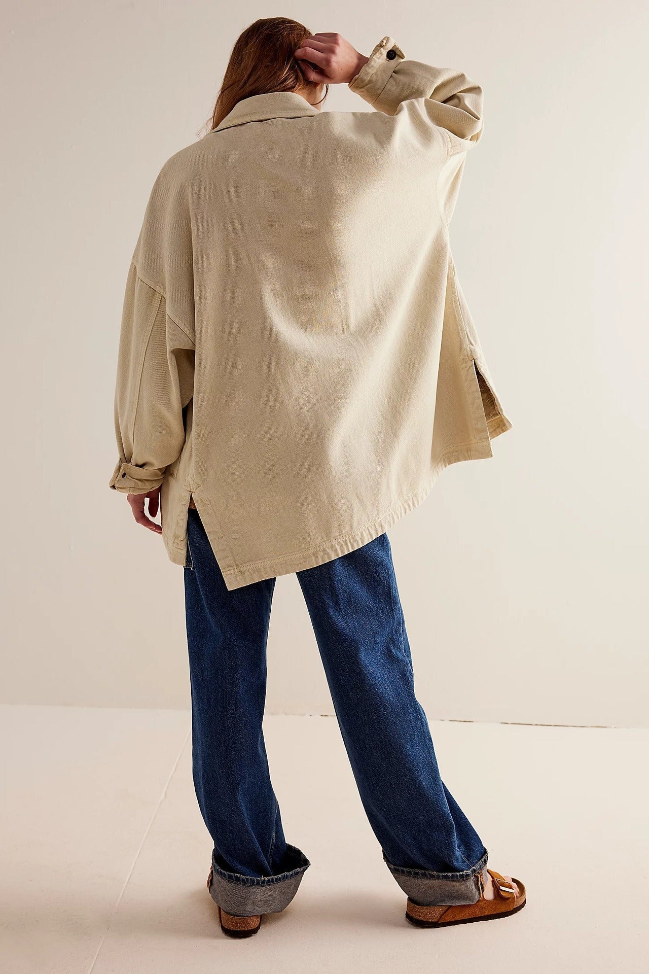 Oversized shirt jacket with chest pockets