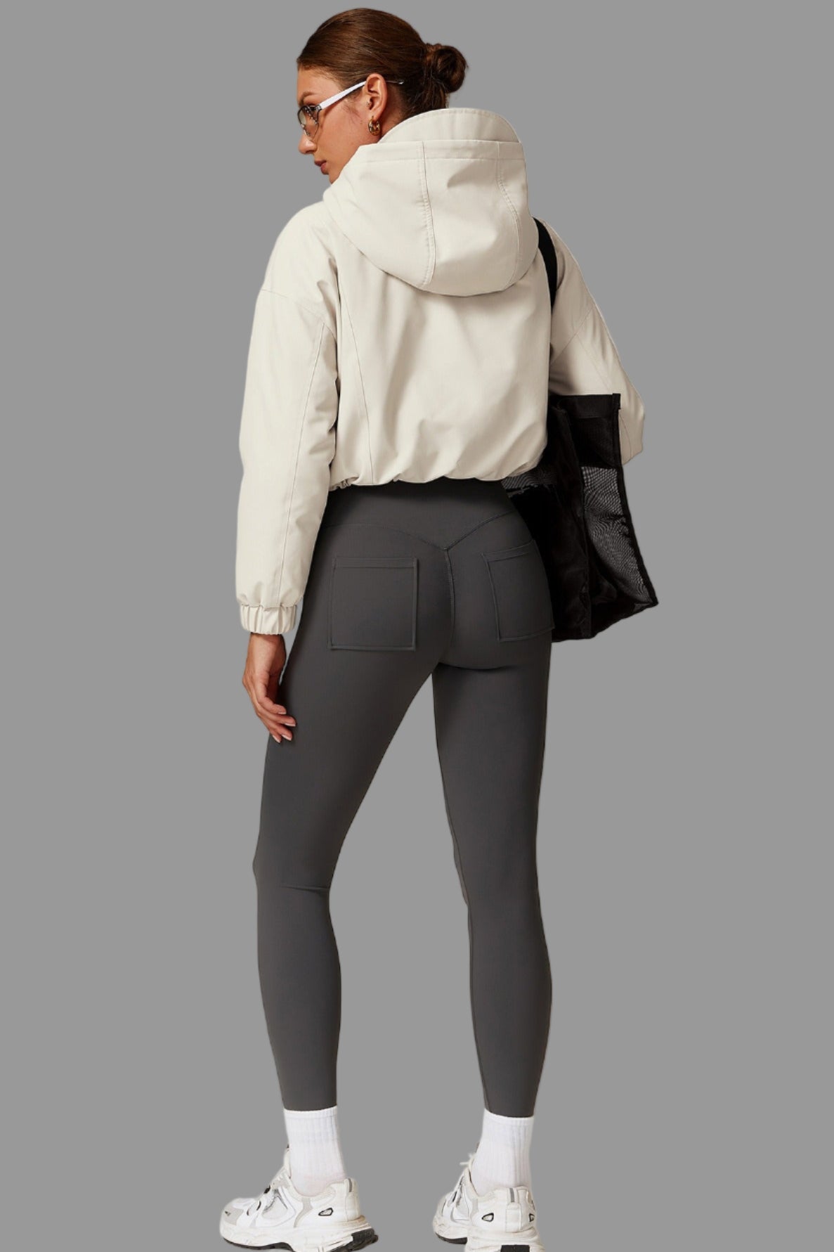 Cropped hooded windbreaker