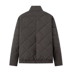 Diamond quilted jacket with stand-up collar