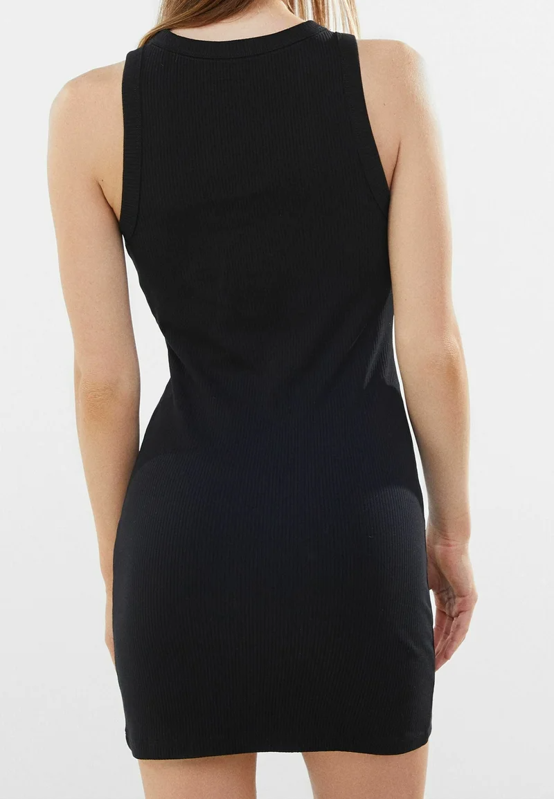 Black ribbed bodycon mini dress
