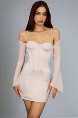 Korsettminiklänning långärmad i satin