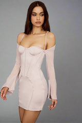 Korsettminiklänning långärmad i satin