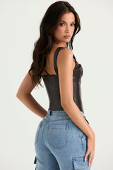 Choklad eco läderkorsett