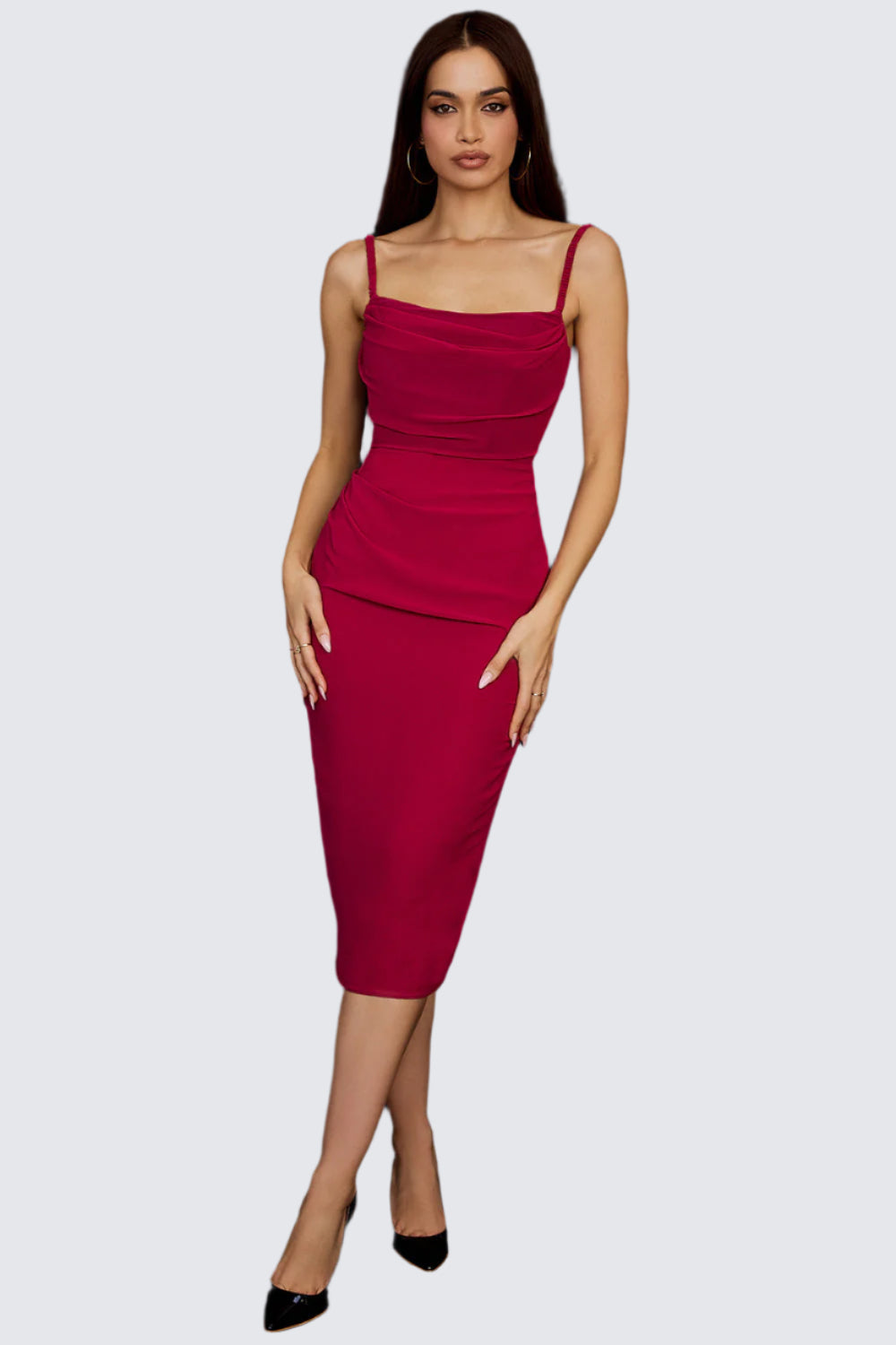 Draperad midiklänning korsett