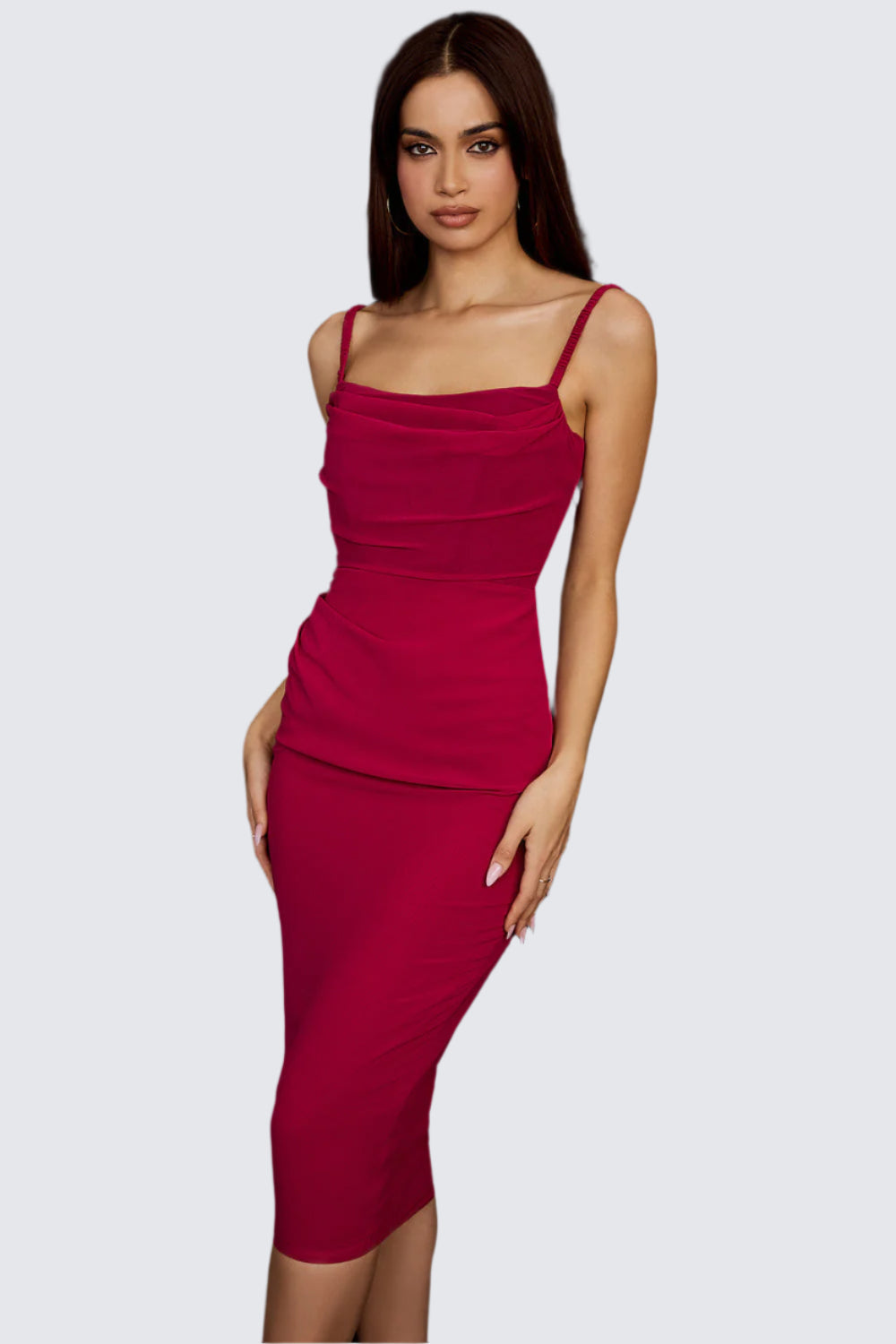 Draperad midiklänning korsett