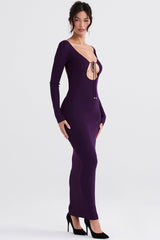 Druvfärgad långklänning rem framtill