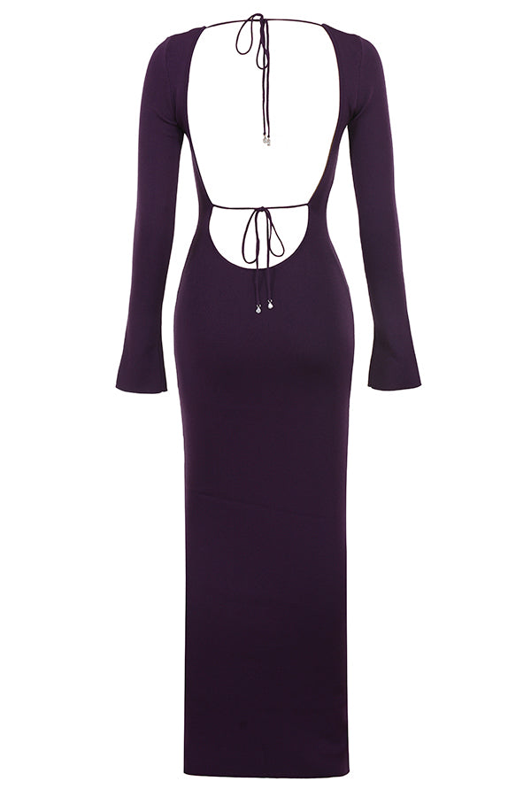 Druvfärgad långklänning rem framtill