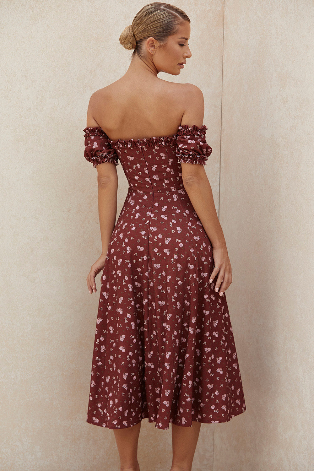 Blommig axelbandslös lång sundress