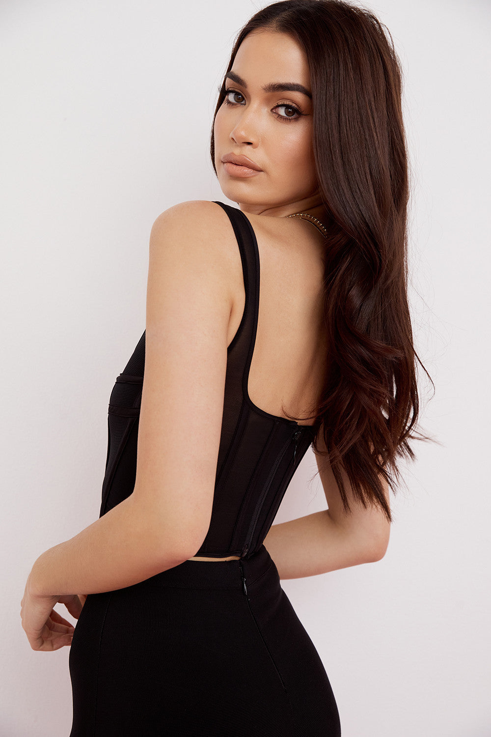 Svart korsett-topp med smal passform