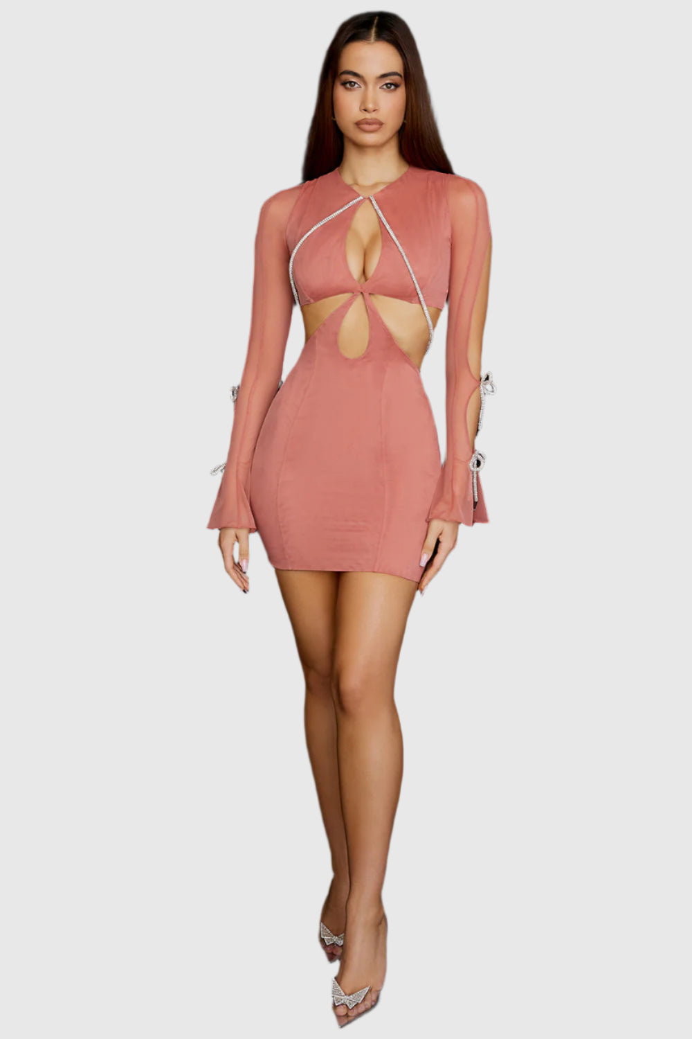 Rosa miniklänning med utskuren midja