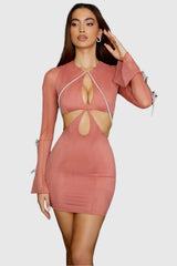 Rosa miniklänning med utskuren midja