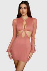 Rosa miniklänning med utskuren midja