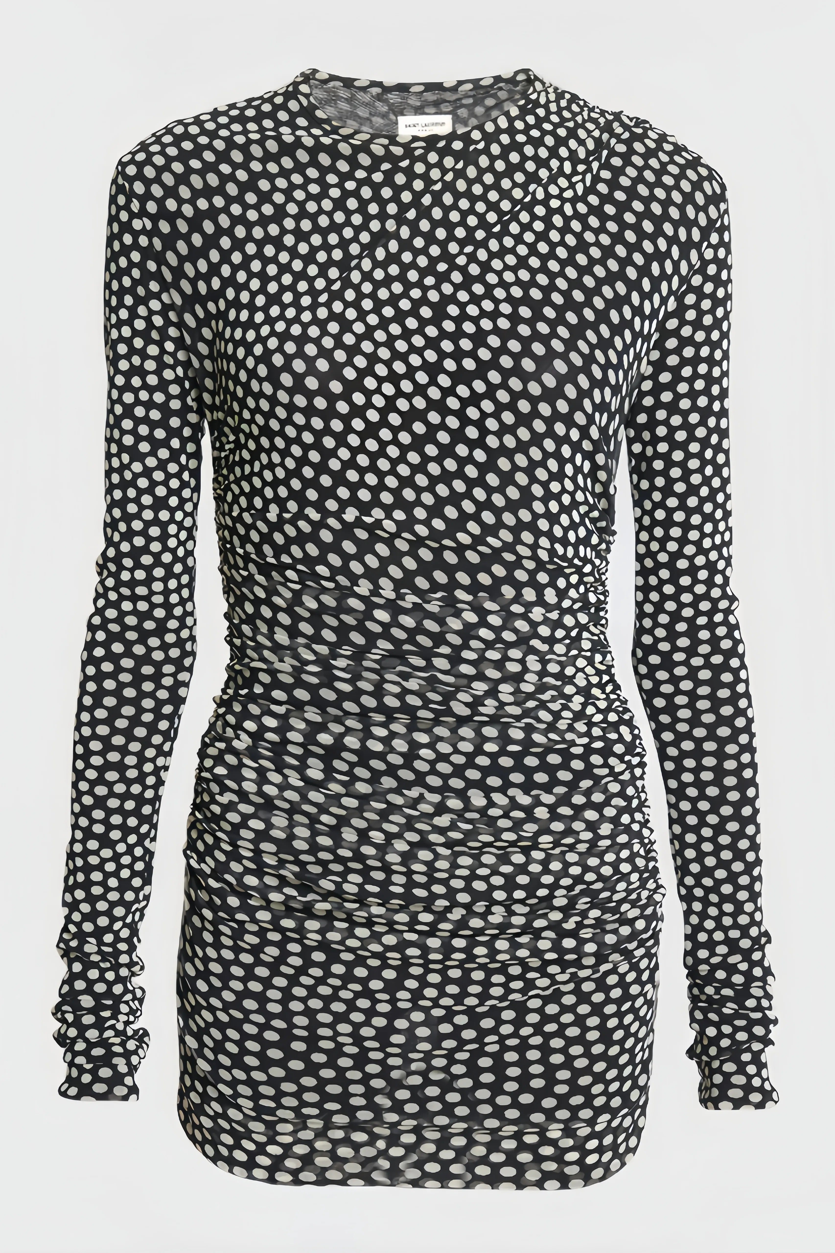 Long sleeve polka dot mini dress