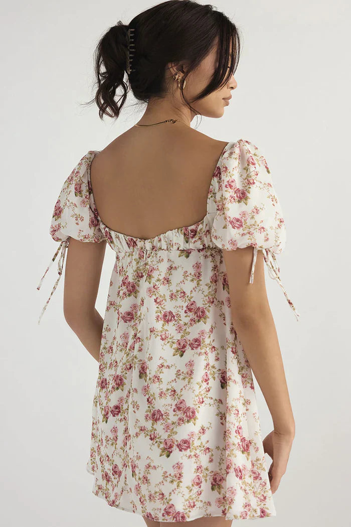 White babydoll dress with pink flowers
