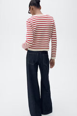 Striped cardigan in red and cream