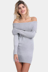 Light gray off-the-shoulder knit dress