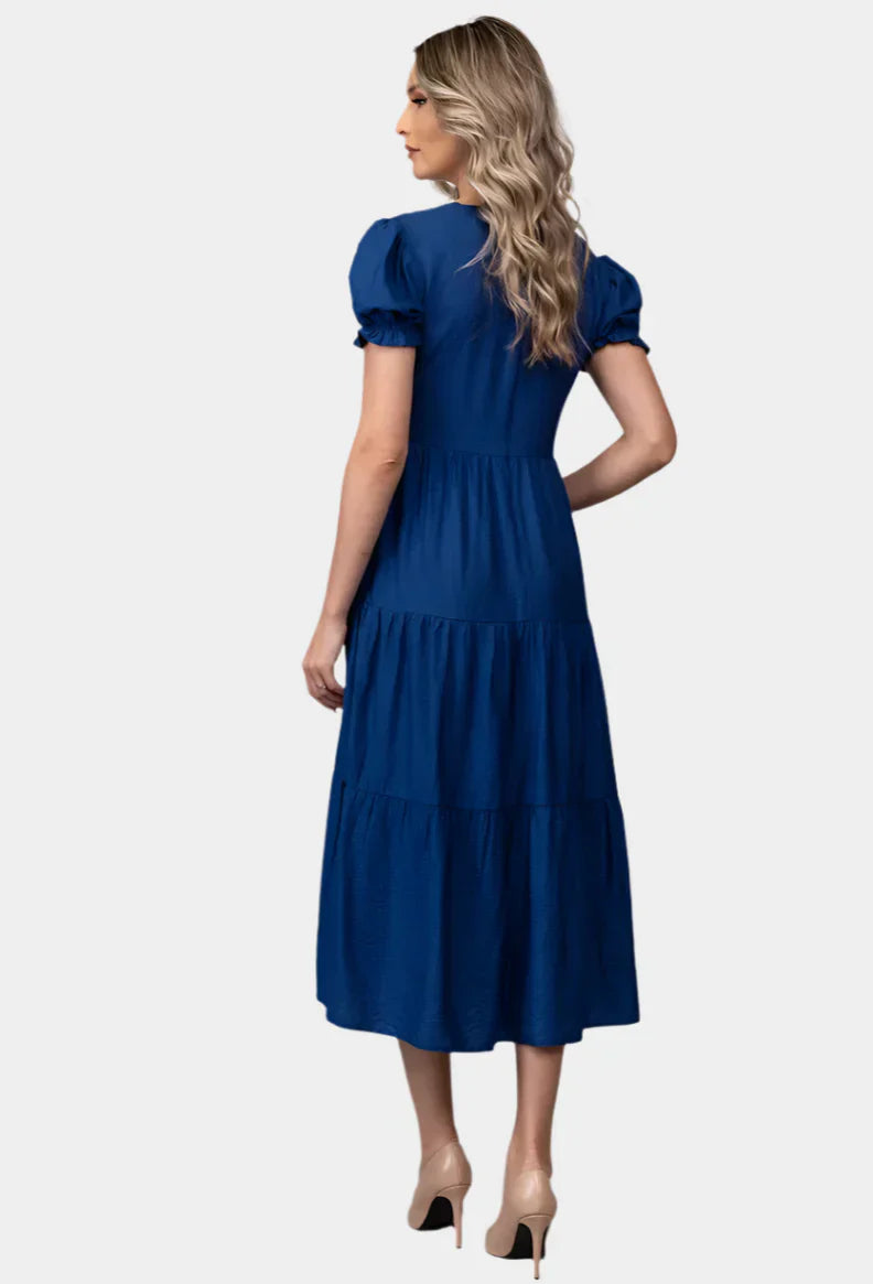 Timeless midi dress with layered skirt