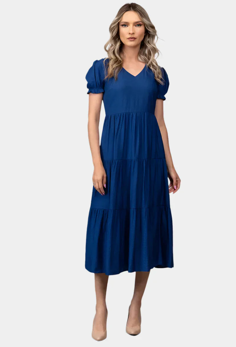 Timeless midi dress with layered skirt