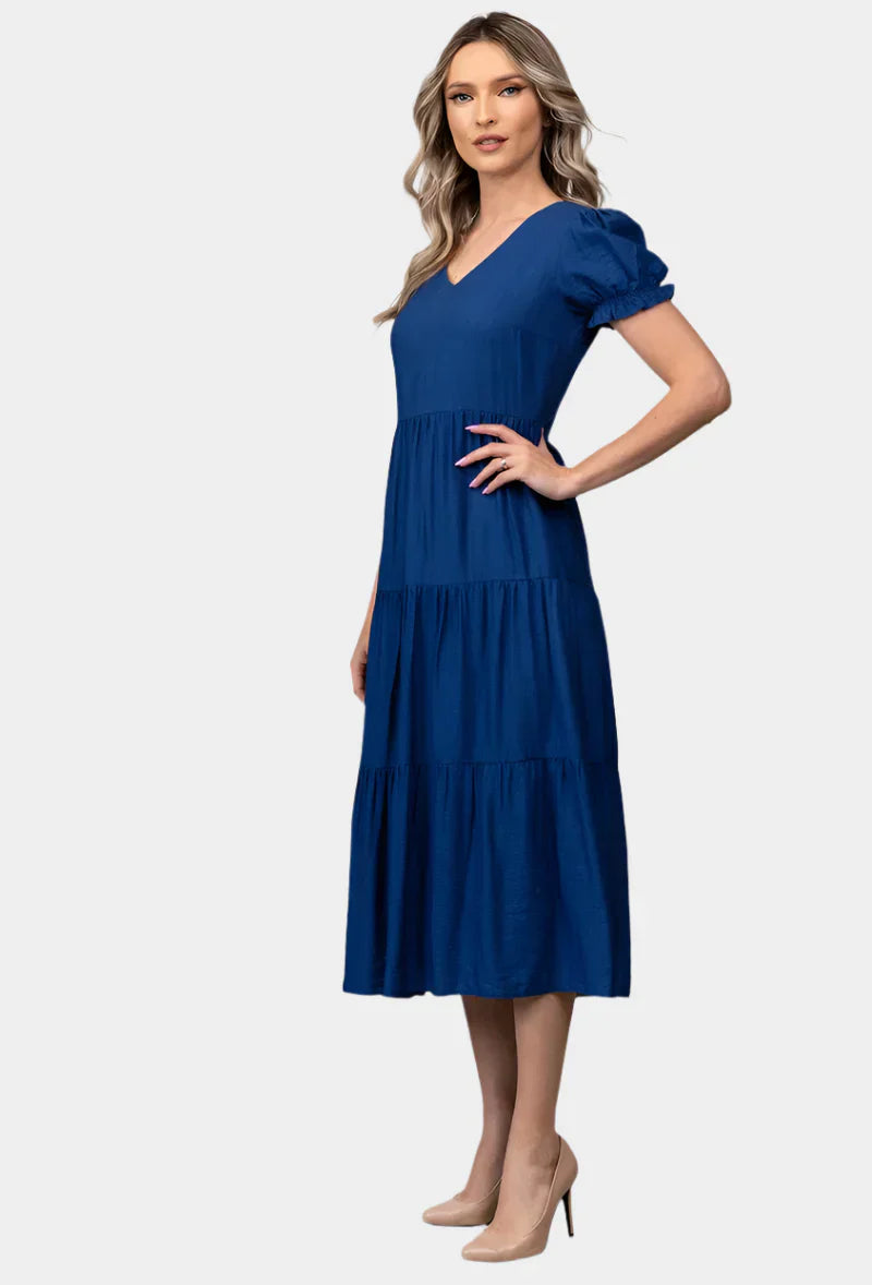 Timeless midi dress with layered skirt