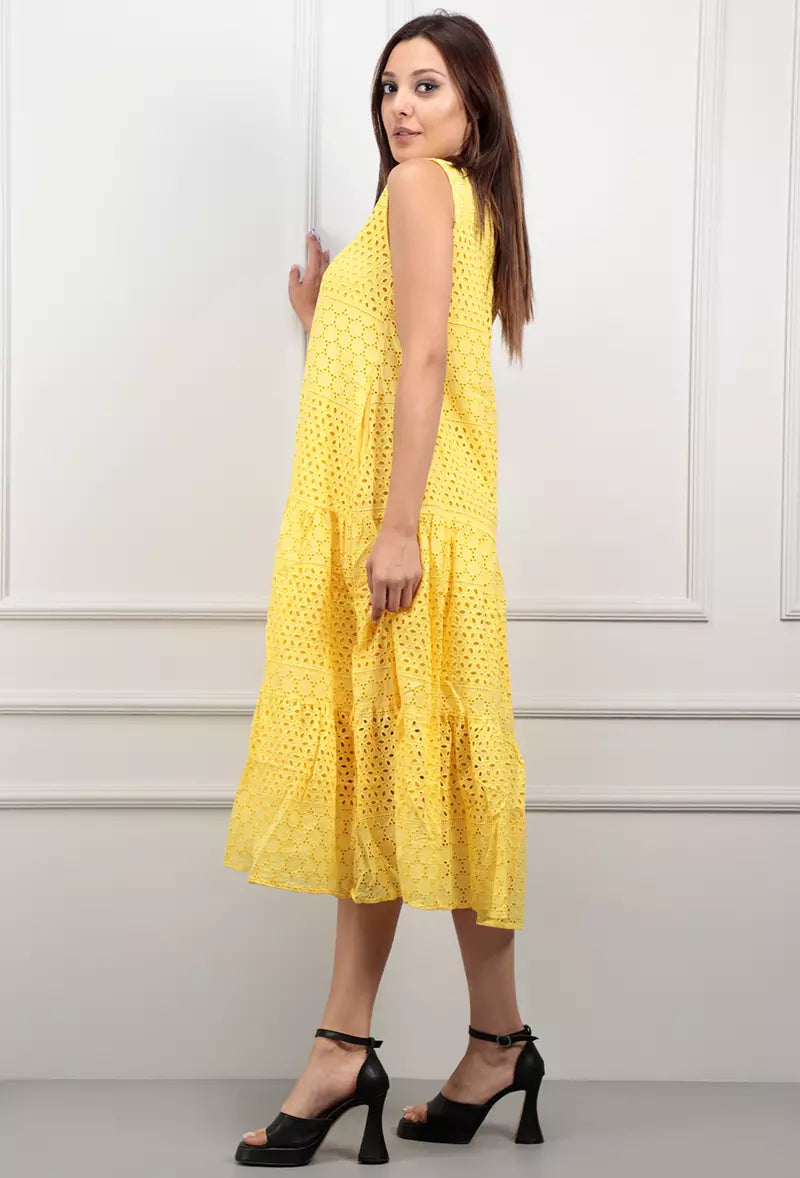 Yellow embroidered summer dress