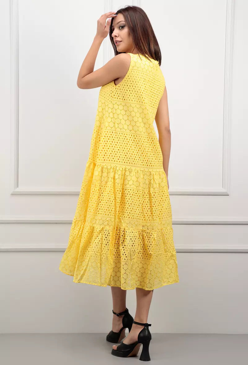 Yellow embroidered summer dress