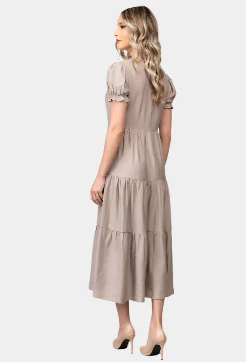 Timeless midi dress with layered skirt